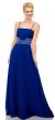 Shirred Bust Beaded Waist Long Formal Prom Dress in Royal Blue